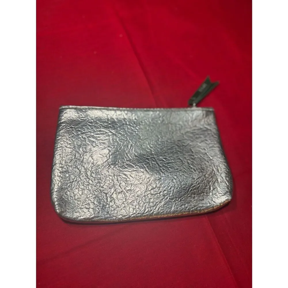 IPSY Silver Metallic Textured Zip Pouch